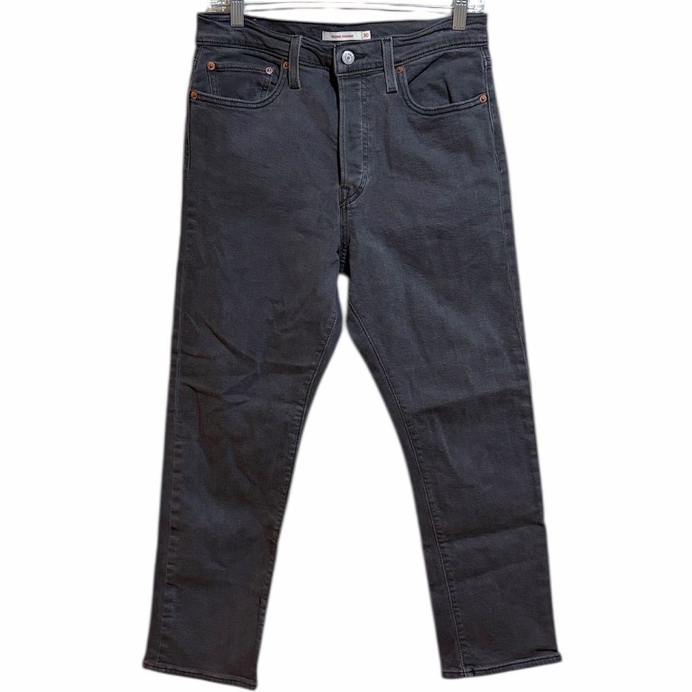 Levi's Wedgie Straight Leg Ankle Denim Jeans High Rise Waist Gray Grey Size 30